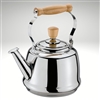 Cilio water kettle tradition, stinless steel water kettle, with wood handle and knob, two tone whistle, works on induction