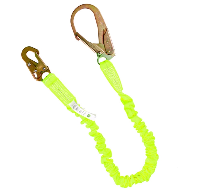 6 ft. Shock Absorbing Lanyard with Rebar Hook - Stretch Style