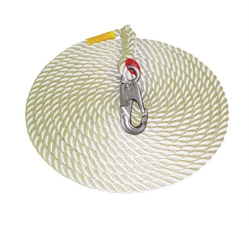 Protecta Rope Lifeline with Snap Hook at One End - 50 ft
