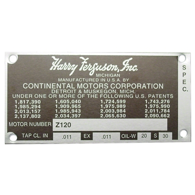 Blank Engine Serial Number Tag With 4 Rivets
