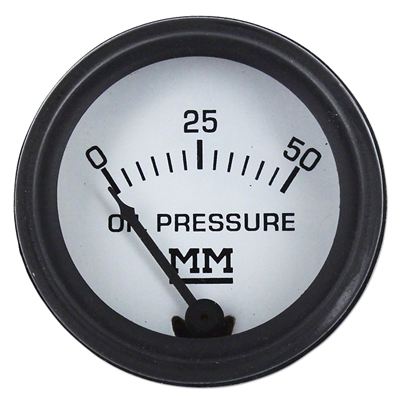 Restoration Quality Oil Pressure Gauge, Black Bezel (0-50 PSI)