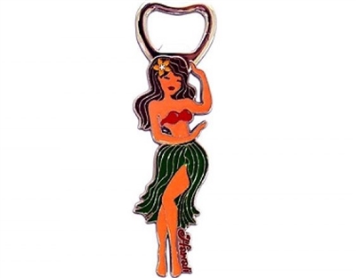 Hawaiian Bottle Opener - Metal Hula Girl