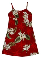 KYs Girls Red Orchid Hawaiian Dress