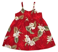 KYs Childrens Red Orchid Hawaiian Dress