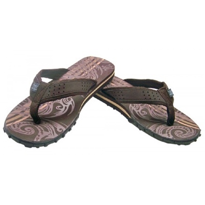 Mens Tribal Flip Flops - Brown