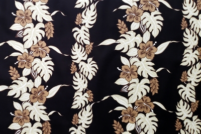 Black 7-Panel Cotton Hawaiian Fabric