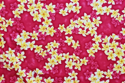 Pink Plumeria Cotton Hawaiian Fabric