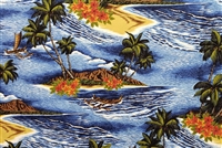 Blue Island Cotton Hawaiian Fabric