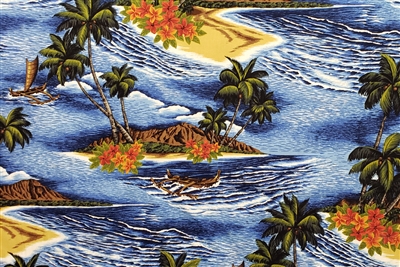 Blue Island Cotton Hawaiian Fabric