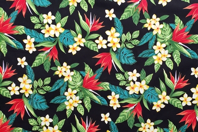 Jungle Flowers Cotton Hawaiian Fabric