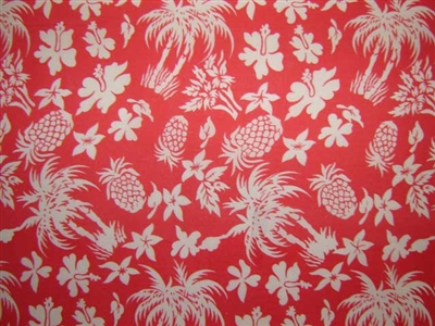 Red Coral PolyCotton Hawaiian Fabric