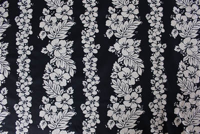 Black PolyCotton Hawaiian Fabric