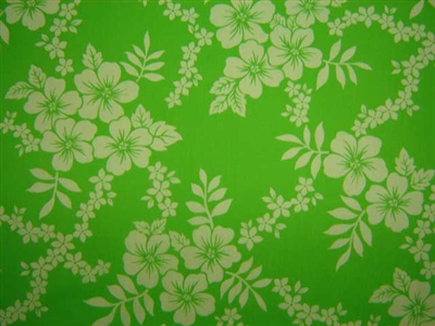 Hot Lime PolyCotton Hawaiian Fabric