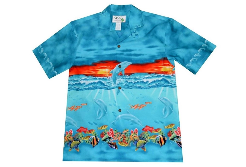 KY's Sea Life Sunset Aloha Shirt