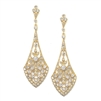 Dramatic Gold Vintage CZ Bridal Earrings<br>1072E-G