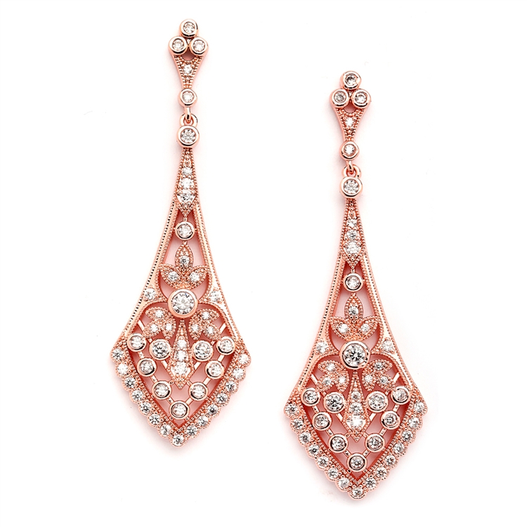Mariell Wholesale Dramatic Gold Vintage CZ Bridal Earrings