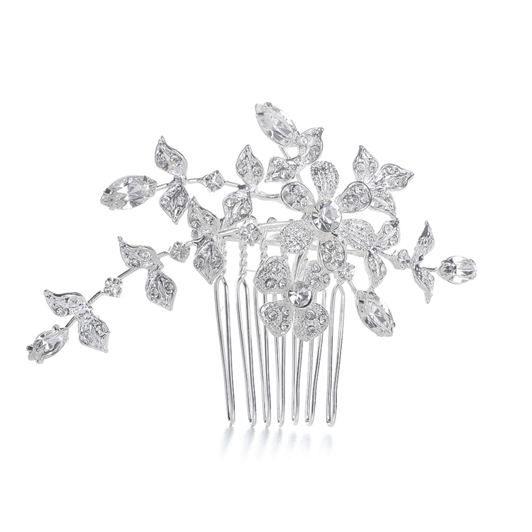 Wedding or Bridal Comb/Brooch with Crystal Garden<br>1073H-S