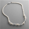 Dainty Wedding Necklace with Pearls & Rhinestone Fireballs - Ivory<br>1125N-I-S