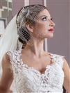 French Net Bridal Birdcage Blusher Visor Veil - Ivory<br>122V-I