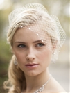 Mariell Wholesale Ivory French Net Bridal Blusher Birdcage Visor Veil with Crystals