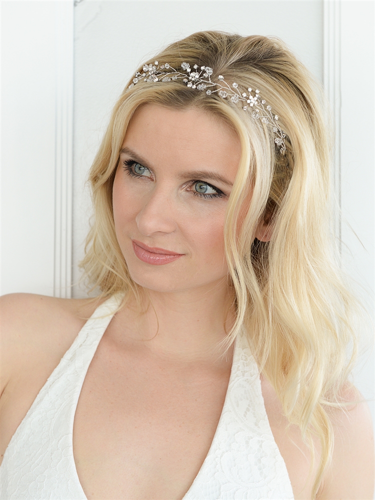 Mariell Wholesale Elegant Swarovski Crystal Silver Tiara Vine with Double Combs
