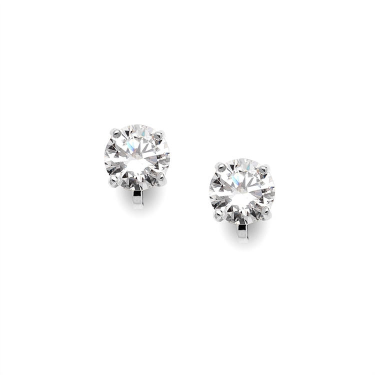 Clip-On Earrings with 2 Carat 8mm CZ Solitaire<br>2002EC-S