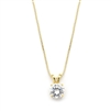 Delicate 14K Gold CZ Round-Cut Necklace with Double Loop Top<br>2002N-G