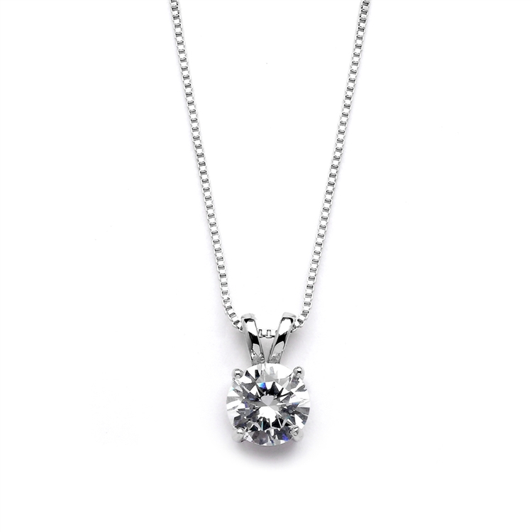 Delicate CZ Round-Cut Necklace with Double Loop Top<br>2002N-S