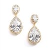 Best-Selling Cubic Zirconia 14K Gold Plated Pear-Shaped Bridal Earrings with Clip Back<br>2074EC-G