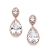 Best-Selling Cubic Zirconia Rose Gold Pear-Shaped Bridal Earrings with Clip Back<br>2074EC-RG