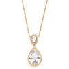 Couture Cubic Zirconia Pear-Shaped Bridal Necklace<br>2074N-G