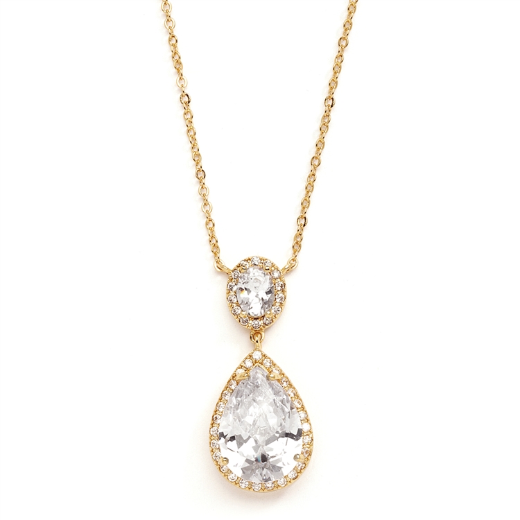 Couture Cubic Zirconia Pear-Shaped Bridal Necklace<br>2074N-G