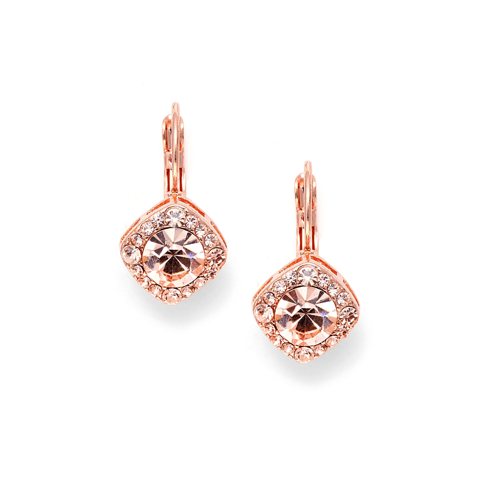 Mariell Wholesale Tailored Earrings in Rose Gold for Wedding or Prom