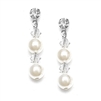 Pearl & Crystal Dangle Wedding Earrings<br>235E