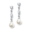 Linear CZ and Pearl Wedding Earrings<br>3035E