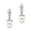 CZ Marquis Trio Earrings with Pearl Drop<br>304E