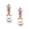 Mariell Wholesale Rose Gold CZ Marquis Trio Earrings with Pearl Drop