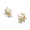 CZ Crescent Gold Bridal Clip-On Earrings with Pearl<br>3067EC-G