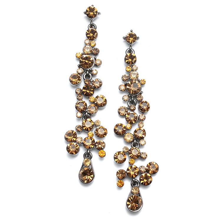 Dramatic Earrings with Cascading Topaz Bubbles<br>3127E-ST