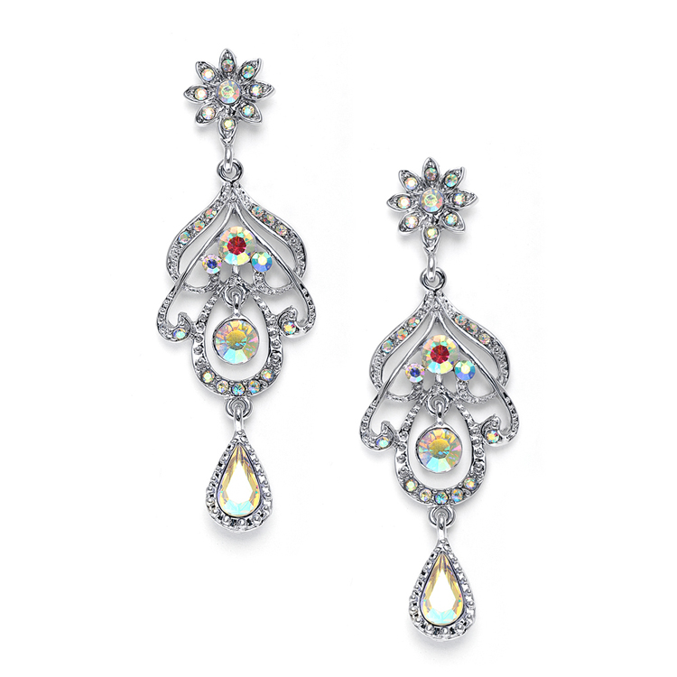 Abstract Iridescent AB Chandelier Earrings<br>3128E-AB