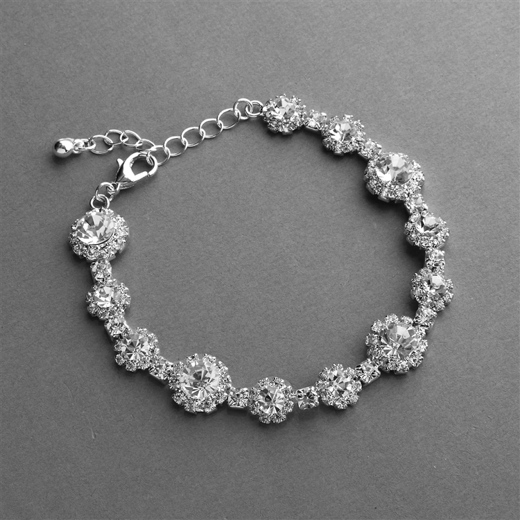 Silver Rhinestone Bracelet with Round Crystals, Adjustable 6 Â¾" to 8 Â¼"<br>3228B-CR