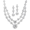 Best Selling Regal Silver 2-Row Rhinestone Necklace & Earrings Set<br>3228S-CR
