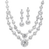 Mariell Wholesale Best Selling Regal Silver 2-Row Rhinestone Necklace & Earrings Set