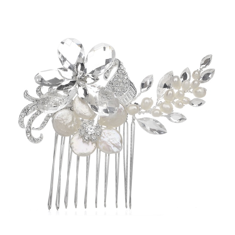 Crystal Bridal Comb with Freshwater Spray<br>3306HC