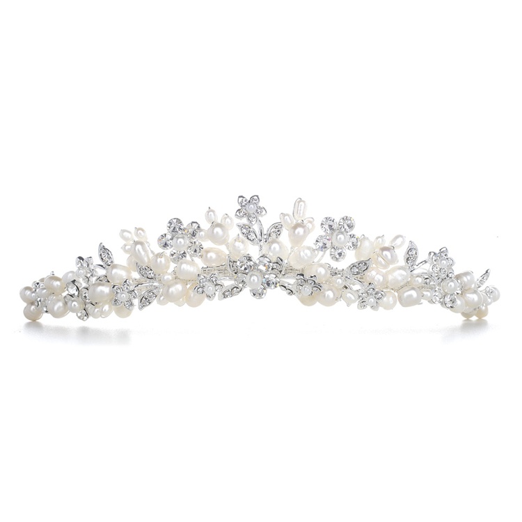 Mariell Wholesale Bridal Tiara with Freshwater Clusters