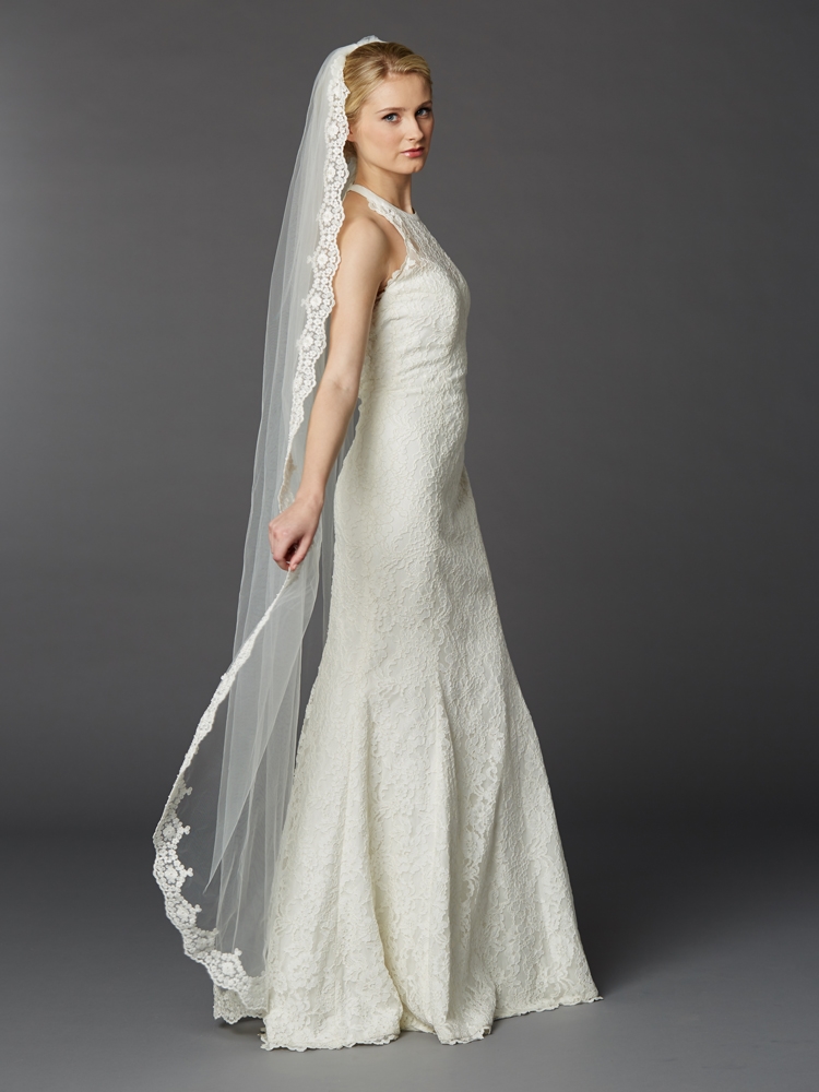 Mariell Cathedral Length Bridal Veil with Satin Corded Edge
