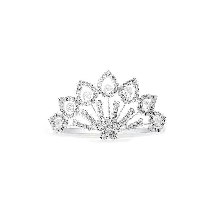 Rhinestone Tiara Comb with Crystal Beads<br>3412TC