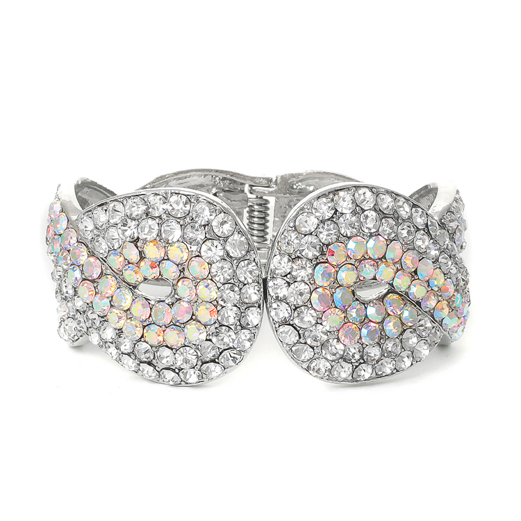 Iridescent Crystal Wedding or Prom Cuff Bracelet<br>3439B
