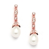 Freshwater Pearl Rose Gold Vintage Dangle Earrings<br>343E-RG