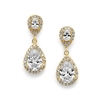 Lustrous 14K Gold Cubic Zirconia Teardrop Wedding Earrings<br>3520E-G